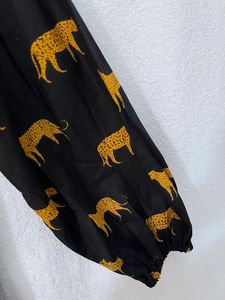 Jaipuri เดรสออกงานปาร์ตี้ยาวสำหรับผู้หญิงชุดราตรีพิมพ์ลายเสือทำจากผ้าฝ้ายออร์แกนิคสำหรับฤดูร้อน - Product Image 2