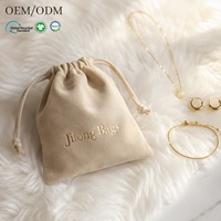 Pochette à cordon en daim avec logo personnalisé, doublure en soie, sac d'emballage pour collier, boucles d'oreilles, bracelet, rangement, cadeau de luxe