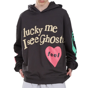 Sweat-shirt à capuche Lucky Me I See Ghosts pour homme, streetwear, surdimensionné, en coton French Terry, imprimé, style automne - Product Image 3