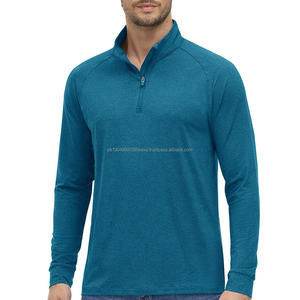 Sudaderas con capucha personalizadas de fábrica, servicio OEM, sudaderas con cremallera de cuello simulado para hombres, algodón de alta calidad, mezcla de algodón con media cremallera - Product Image 1