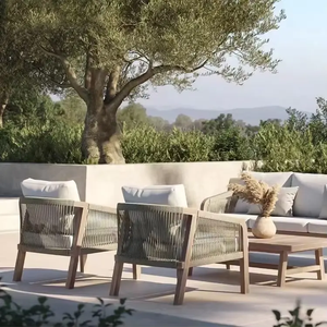 Juego de Sofás de Exterior de Ratán Sintético de Lujo, Tejido a Mano, Resistente a los Rayos UV, Moderno y Ecológico, con Cojines y Mesa de Centro para Uso en Hoteles y Parques | - Product Image 1