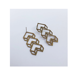 Joyería de moda geométrica de Latón chapado en oro pendientes de mujer de Calidad exclusiva accesorios de mujer más vendidos - Product Image 1