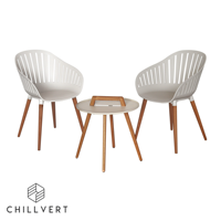 Set de Jardín de Madera y Resina Lacio Blanco 2 Sillas y una Mesa | Conjuntos de Jardín | Muebles de Diseño para Exterior Listos para Enviar desde España