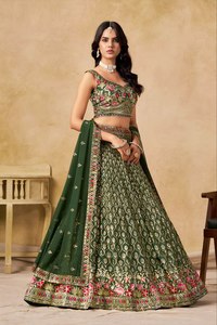 Trending Wedding Wear georgette With Zari Resham And Sequins Embroidery Work <b>Lehenga</b> Choli <b>Woman</b> Fashion Manufacturer - Product Image 2