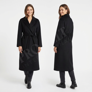 Manteau en cachemire tendance pour l'hiver, finition brossée, col cranté, ceinture à la taille, longue veste d'hiver, pardessus en laine pour femmes - Product Image 6
