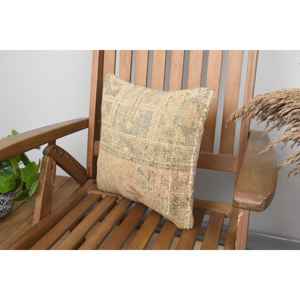 Luxe 14x14 pouces Beige Kilim Patchwork laine oreiller rustique Floral et Vintage imprimé jeter oreiller pour literie tissé avec de la soie - Product Image 3