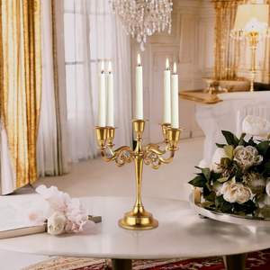 เชิงเทียนทองคำดีไซน์พิเศษพร้อมขวดเทียนคุณภาพพรีเมียมสำหรับตกแต่งบ้าน ราคาพิเศษสำหรับเทศกาลอีสเตอร์ งานแต่งงาน และวันวาเลนไทน์ - Product Image 5