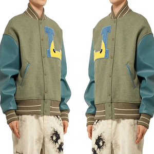 Chaqueta Universitaria de Talla Grande para Hombre con Logotipo Bordado, Chaqueta Bomber de Invierno Cálida, Servicio OEM, Tejido Transpirable de Lana de Oveja - Product Image 5