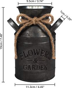 Florero de metal plateado de diseño vintage de la mejor calidad Florero de piso de tamaño mediano Artículo decorativo superior de color negro - Product Image 4