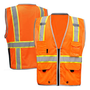 Gilet de sécurité personnalisé multi-poches haute visibilité veste à glissière vêtements de travail avec bande réfléchissante vêtements d'extérieur décontractés - Product Image 4