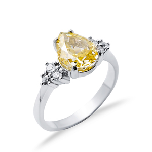 Citrine CZ Pierre Poire Goutte Conception Cluster Zircon Anneau 925 En Argent Sterling En Gros Turc Bijoux - Product Image 3