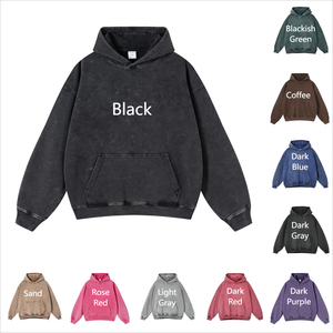 Custom High End Distressed Acid Wash Patched Drop Shoulder Embroidery Heavyweight Winter Streetwear Front Full Zip Hoodie Women - Product Image 2