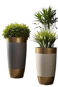 Majestuosos jarrones decorativos de Metal grabados para piso, diseño de mosaico dorado, macetas y jardineras contemporáneas para espacios del hogar - Product Image 2