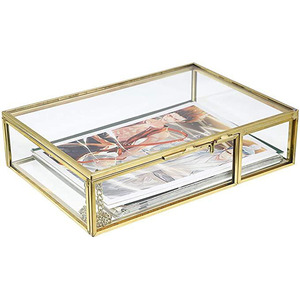 Top bán tốt nhất giá bán buôn Brass khung vàng hoàn thành hình chữ nhật hình hộp đồ trang sức trường hợp hiển thị sản phẩm độc đáo Hộp nhẫn - Product Image 4