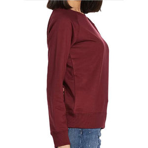 Bajo MOQ OEM Manga larga Bajo MOQ OEM Top de manga larga Algodón orgánico Crop Crewneck Plain Top Mujeres Sudaderas - Product Image 2