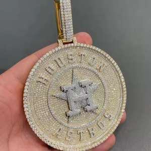 Pendentif personnalisé en forme de cœur en rhodium plaqué pour homme, style hip-hop, design baguette, moissanite, mode streetwear, cadeau glacé - Product Image 2