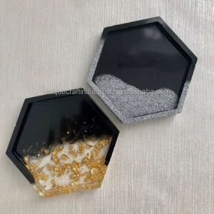 Posavasos hexagonal moderno con purpurina, último diseño en resina epoxi, exquisitas artesanías de resina - Product Image 1