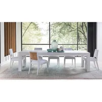 Table à manger rectangulaire blanche, table à dîner en bois massif à 4 pieds pour salle à manger, cuisine