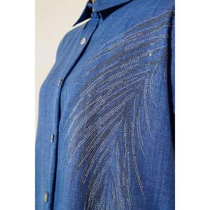 Ensemble de 2 pièces en lin orné de pierres Indigo - Product Image 2