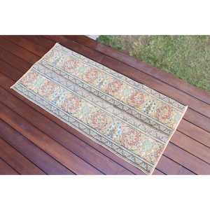 Alfombra Vintage, Alfombra Turca de 1.7x3.7 pies, Alfombra Persa Azul de Lana - Product Image 3