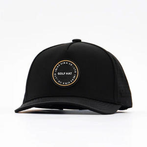 Patch Structured Wholesale High Quality Perforated Custom Rubber <b>Waterproof</b> Laser Cut Hole 5 Panel <b>Golf</b> Trucker <b>Hat</b> for Sports - Product Image 1