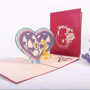 Tarjeta de artesanía emergente de corazón de arcoíris 3D Tarjeta de amor de San Valentín hecha a mano en Vietnam Tarjeta de recuerdo y regalo - Product Image 1