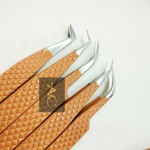 Juego de pinzas profesionales de Color marrón, venta al por mayor, extensión de pestañas con agarre de diamante de acero inoxidable, logotipo personalizado sostenible - Product Image 5