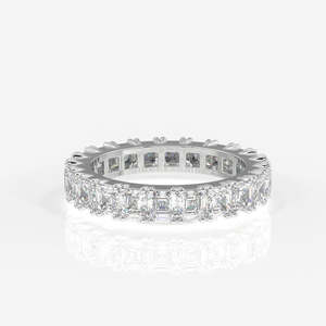 Anillo de Eternidad con Diamantes Moissanite Corte Asscher en Oro de 9K, Lujoso y Duradero - Product Image 5