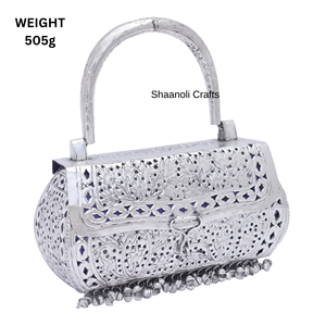 À la mode Vintage ethnique laiton métal oxydé argent haute qualité soirée pochette métallique fronde faveur de mariage pochettes - Product Image 2