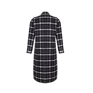 Manteau long à double boutonnage pour femme, à carreaux, avec passepoil noir, amovible, grande taille, en tissu tissé respirant, pour l'automne et l'hiver - Product Image 3