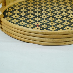 Plateau de service en rotin avec base en bambou, plateau tissé à la main, corbeille à fruits pour un service élégant Viettimecraft Wholesale - Product Image 3