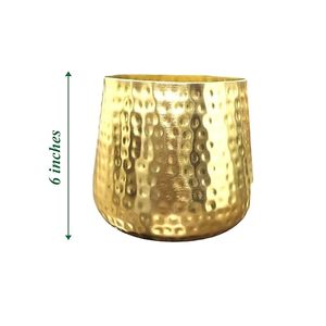 Vase à fleurs rond en métal moderne pour la décoration intérieure et le bureau en laiton plaqué pour le chevet du jardin en fer - Product Image 2