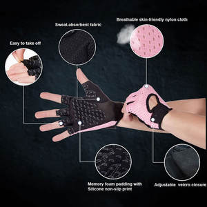 Gants d'entraînement sans doigts roses et noirs respirants pour femmes Conception en maille Gants de gymnastique à sangle réglable et confortable - Product Image 5