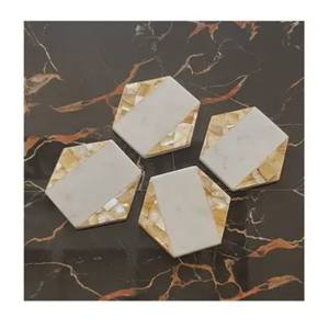 Best Quality Handmade Classic Style Acacia Wood & Mother Pearl <b>Coasters</b> Bone Inlay round <b>Coaster</b> for <b>Drinks</b> & Tea Handicrafts - Product Image 4