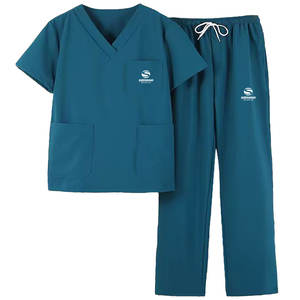 Top y pantalones médicos cruzados con cuello en V para mujer, conjunto de uniformes femeninos al por mayor, suministro de fábrica de enfermeras, conjunto de fregado para correr - Product Image 1