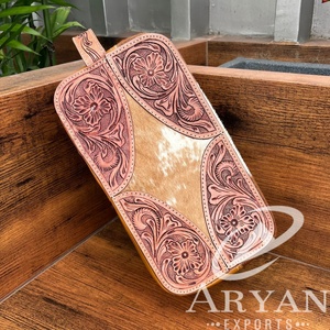 Bolsas organizadoras de maquillaje de almacenamiento de gran capacidad de cuero mecanizado a mano de lujo para mujeres, fabricantes al por mayor, bolsas de cosméticos de piel de vaca - Product Image 1