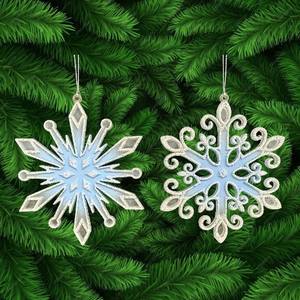 Décoration de Noël et du Nouvel An Winter Wonderland, film de peinture bleu clair mat, paillettes blanches irisées, ornement flocon de neige 2D en acrylique - Product Image 2