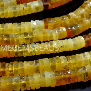 New Arrival 8-Inch Strand 7MM Approx Yellow <b>Opal</b> Shaded Faceted Tire Beads Loose Stone Certified for Jewelry Making Wholesale - Product Image 1