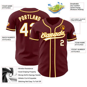 Maillots de baseball personnalisés, technologie respirante d'évacuation de l'humidité, noms et logos personnalisés - Product Image 2