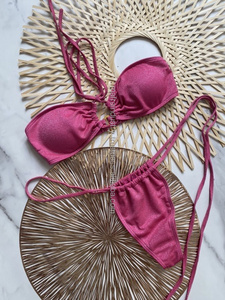 Micro Bikini triangle avec maillot de bain rembourré pour femmes, maillot de bain de luxe, pas cher, maillots de bain, bikini taille haute, ensemble deux pièces - Product Image 5
