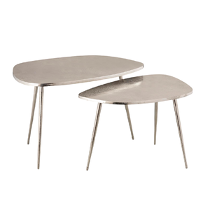 Antique <b>Silver</b> Aluminium Industrial Side <b>Table</b> with Black Nickel Plating Casting Irregular Shape Three Legs <b>Coffee</b> <b>Table</b> Model - Product Image 3