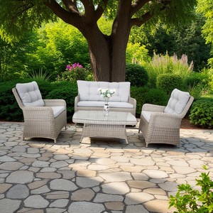 VT3 Poly Rattan Sofa Set Comfortable Faux <b>Wicker</b> Waterproof Eco-Friendly Furniture Living Room Villa Asian Style Leisure Seating - Product Image 3