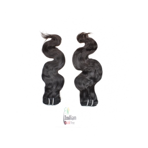 Paquetes de cabello humano Remy indio sin procesar 100%, precios al por mayor, estilo de onda natural del fabricante de extensiones de templo - Product Image 2