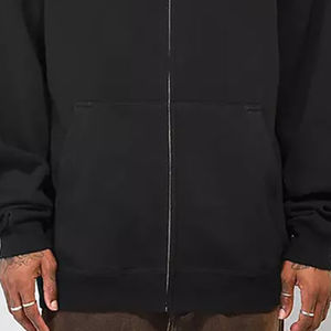 Korean Heavy Cotton <b>Zip</b>-<b>up</b> <b>Hoodie</b> <b>Black</b> Oversized Custom Design with Rhinestone for Winter Season - Product Image 2