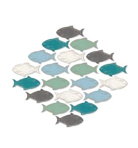 20 pièces école de poissons en bois plage décor mur Art nautique thème côtier décoration murale suspendu poisson mur - Product Image 1