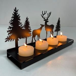 Belle couronne de l'avent en métal bois de renne marron et argent décoration de Noël simple pour l'usine de décoration de table de rebord de fenêtre de table - Product Image 4