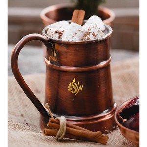 Pure Copper Straight Shaped Hammered Design Moscow Mule Beer Mug <b>Cup</b>-500 ML for Storage & Drinking Accessories For Tabletop - Product Image 2
