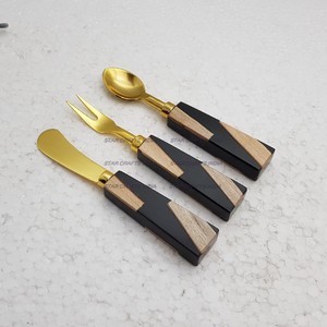 3 uds cubiertos antiguos lunares mango de resina cubiertos cuchara tenedor cuchillo vajilla mejor para Navidad boda gatito fiestas - Product Image 4