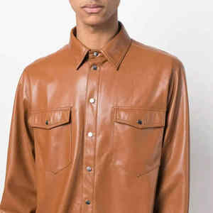 La última camisa de cuero de los hombres de la mejor calidad en colores personalizados del precio al por mayor camisa de cuero al por mayor - Product Image 6