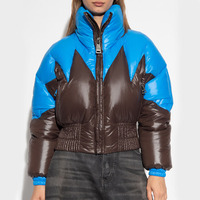 Blouson Bomber Réversible Hiver 2021 pour Femme – Couleur Unie Décontractée, Imperméable, avec Capuche, en Laine, Nylon et Lin à Motif Pailleté
